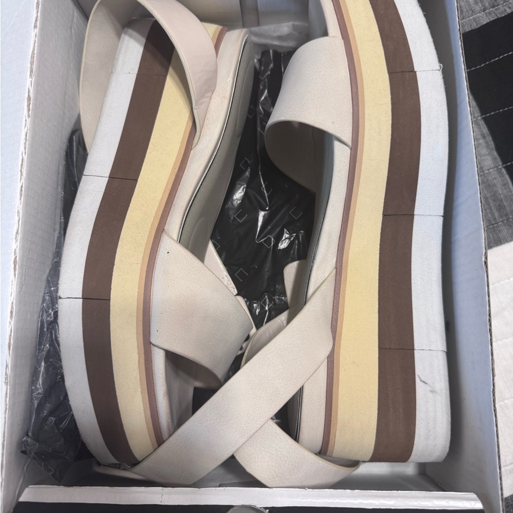 Jenni Cream and Brown Platform Shoes